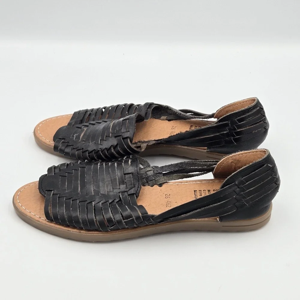 Artesanias Raguer Womens Mexican woven Leather Sandal Size 9.5 (26) Shoes  Black